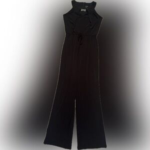 Enfocus Studio Sz 4 Elegant Black Wide Leg Jumpsuit w/ metal heart opening
